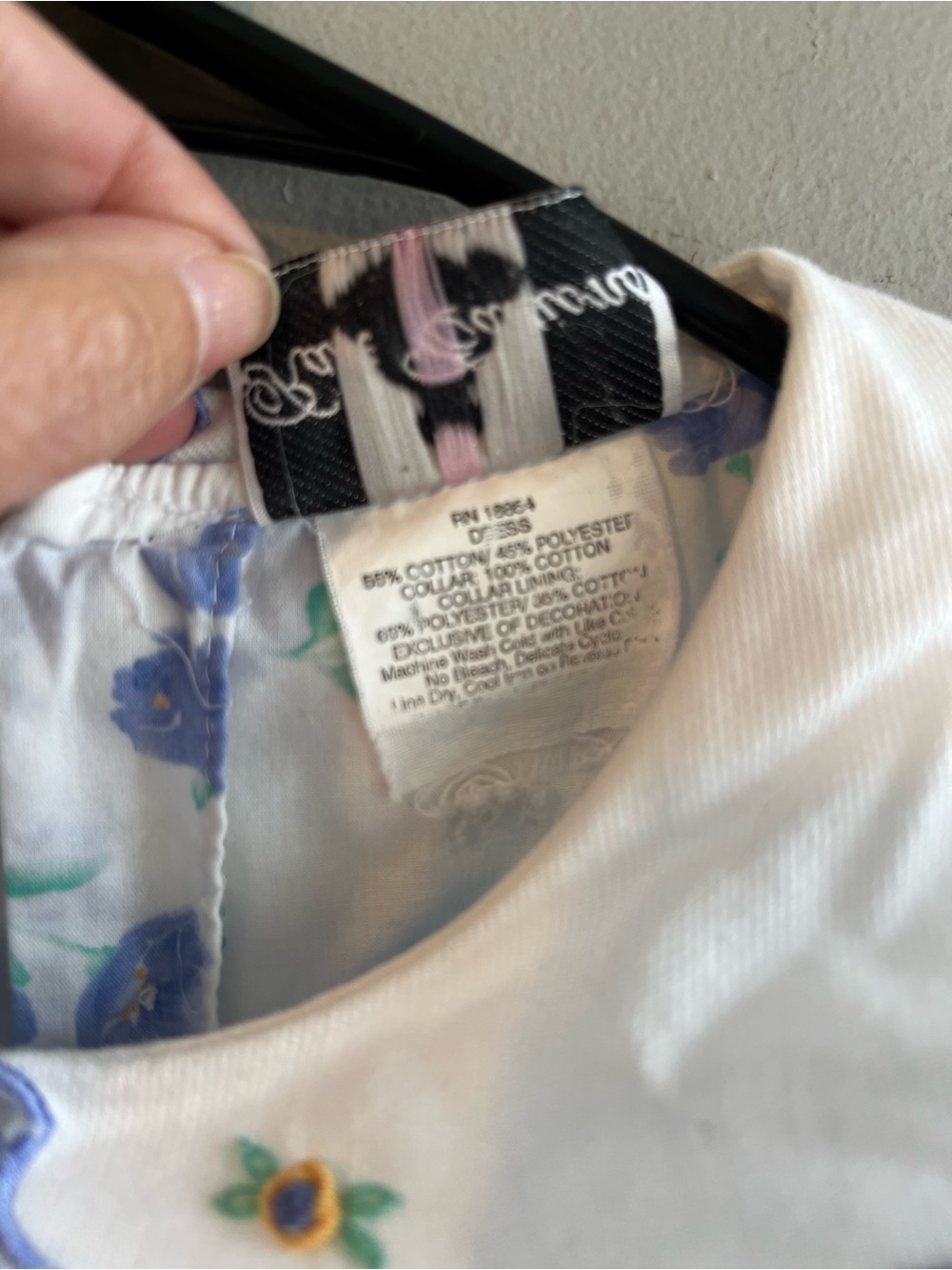 Rare Editions White Dress with Blue Floral Print and Smocked Waist - Picture 8 of 9